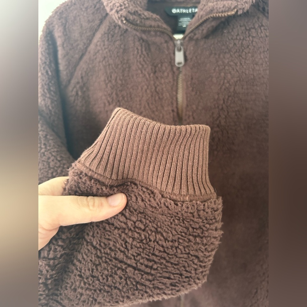 Athleta Coat Womens M Brown Full Zip Sherpa Tugga Jacket - Picture 8 of 12